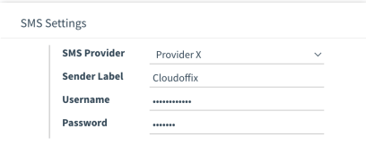 CloudOffix - SMS Settings