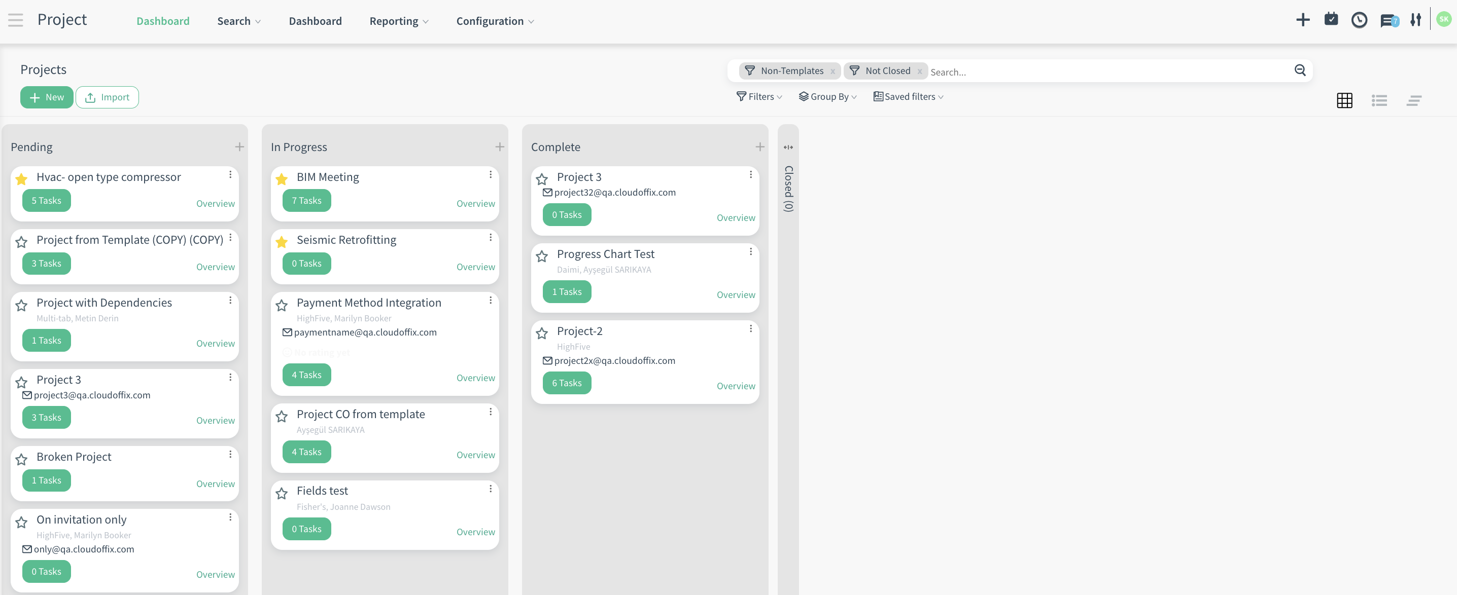 Cloud Project Management Dashboard