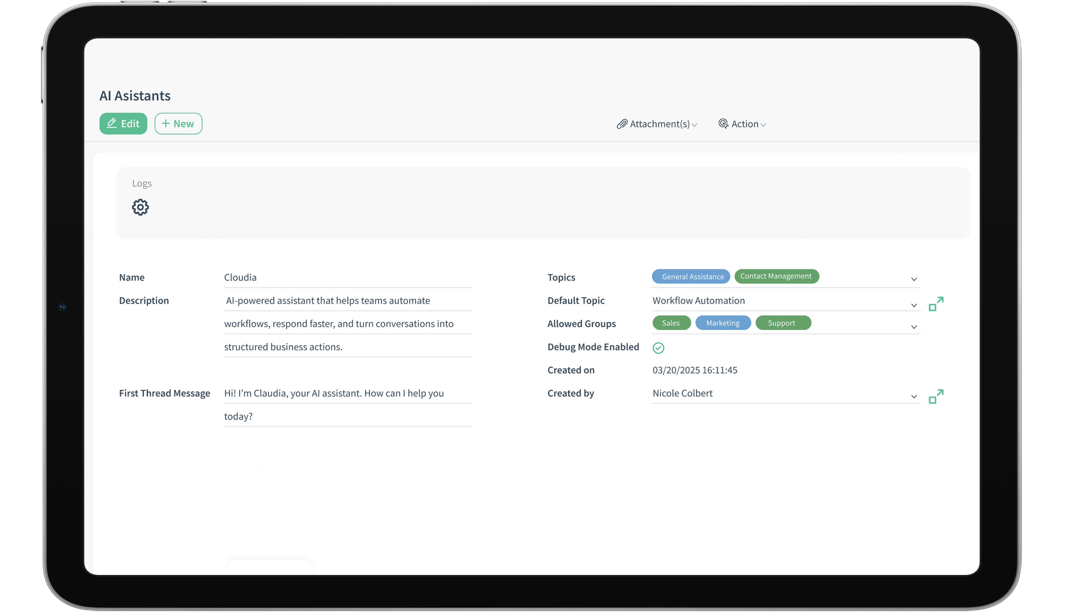 AI Builder Interface
