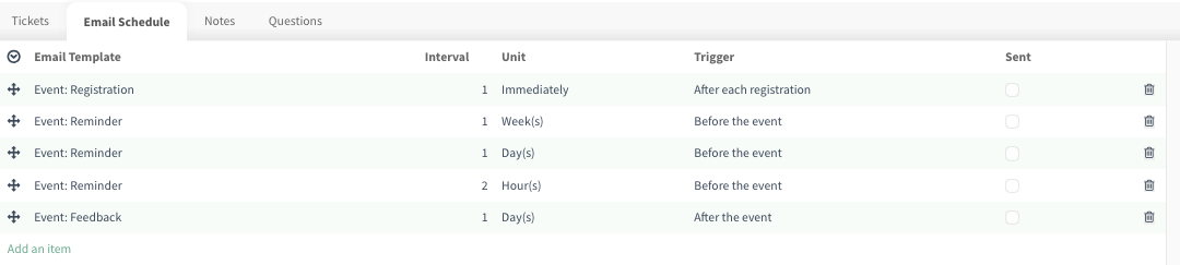 Event Email Schedule Tab