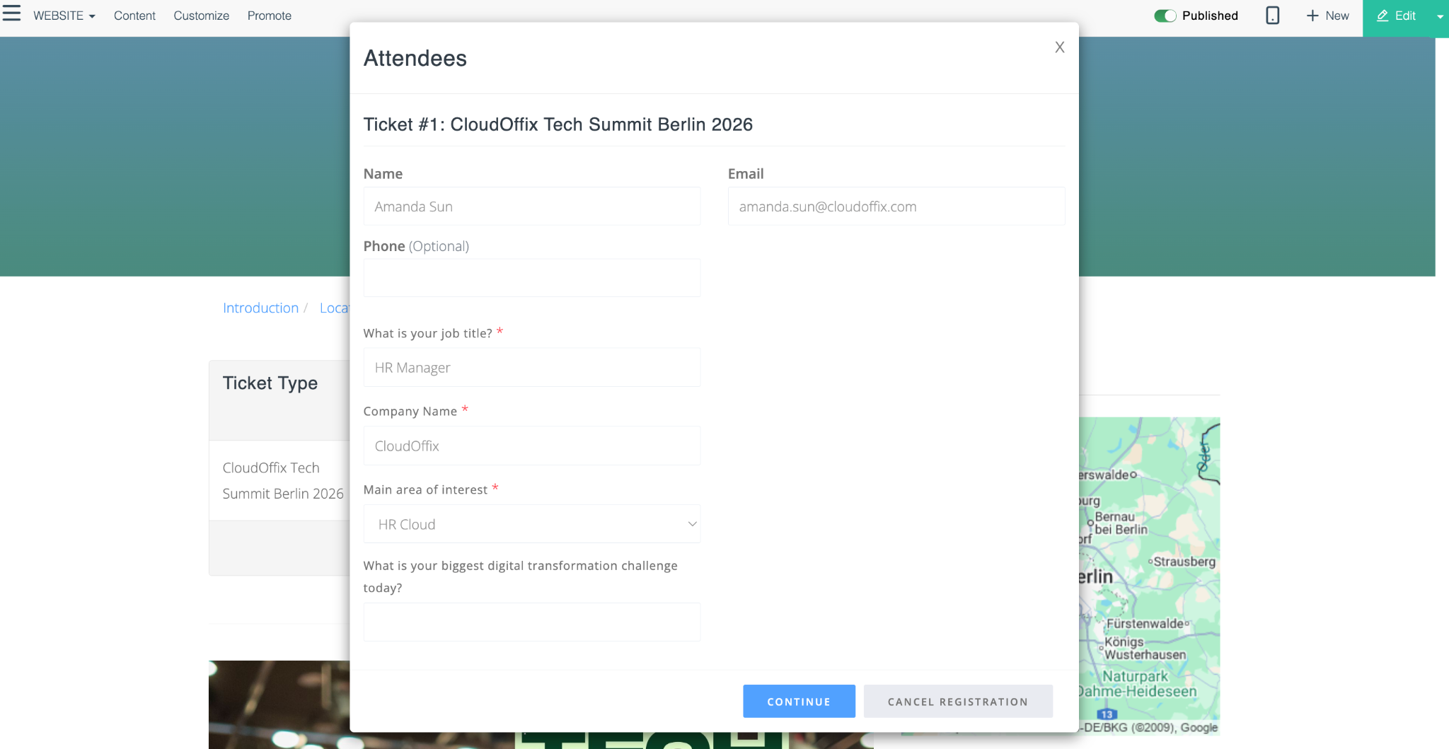 Questions Website View