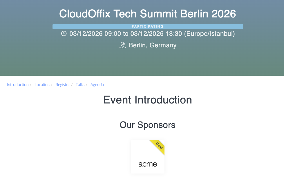 Sponsors Website View