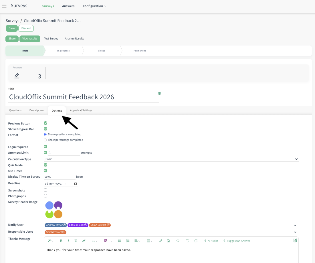 Survey Options Bottom