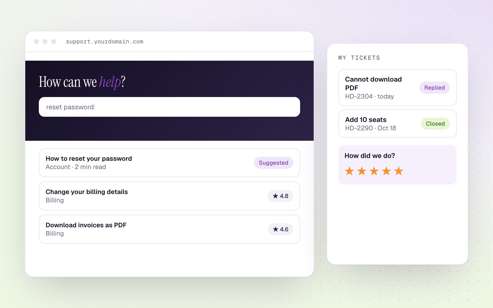 Answers customers find on their own.
